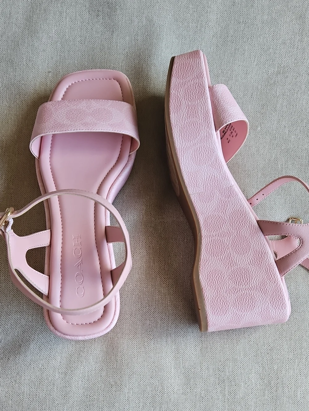 COACH Gale Wedge Platform Sandals In Pink Lyst Signature Canvas, Size 9.5